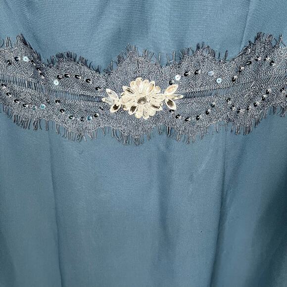 JJs House Sheath Scoop Knee-Length Chiffon Dress Beading Appliques Lace Size 12 - Picture 8 of 9